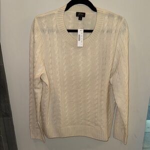 NWT J. Crew Cashmere Cable Sweater Cream